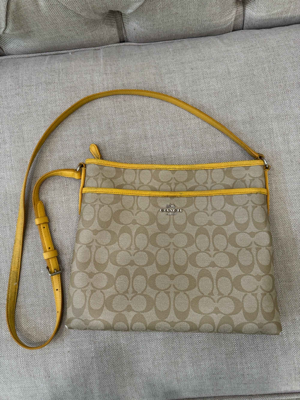 Coach signature file crossbody bag